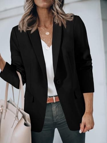 Cicy Bell Womens Casual Blazers Open Front Long Sleeve Work Office Suit Jackets Blazer Black - Image 4