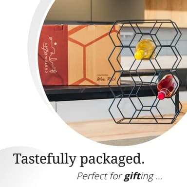 Gusto Nostro Countertop Wine Rack - 14 Bottle Freestanding Modern Black Metal Small - 3 Tier Tabletop Wine Holder Stand for Cabinet, Pantry - Wine Racks Countertop - No Assembly Required - Image 7