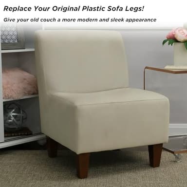 HAUSIST 6 Inch Wood Furniture Legs - Set of 4, Solid Wooden Square Couch Sofa Replacement Legs, Mid-Century Modern Feet for Coffee Table, Dresser, Ottoman, Bench, Armchair, Cabinet, Bed - Brown - Image 3