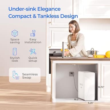 Waterdrop X12-Alkaline Mineral pH+ Reverse Osmosis System, NSF/ANSI 42&58&372 Certified, 1200 GPD RO Water Filter, 11-Stage Filtration Tankless RO System, 3:1 Pure to Drain, UnderSink, BPA Free - Image 9