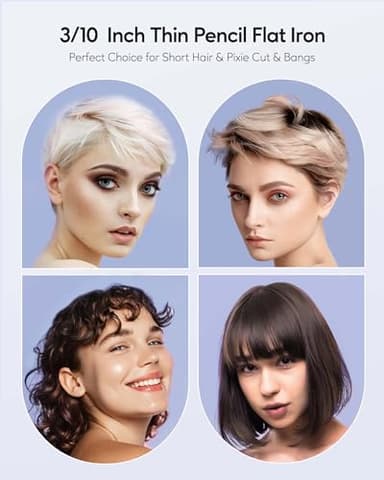 Wavytalk Small Flat Iron for Short Hair/Pixie Cut/Bangs/Edges, 3/10" Pencil Flat Iron, Mini Hair Straightener with Anti-Pinch Design, Dual Voltage, Hot Pink - Image 6