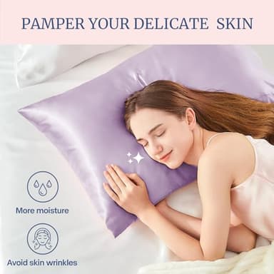 BEDELITE Satin Pillowcase for Hair and Skin, Super Soft and Cooling Similar to Silk Pillow Cases 2 Pack with Envelope Closure, Gift for Women Men(13"x18" Toddler Size, Lavender) - Image 4