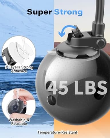 1Zero Solid Car Truck Phone Mount Holder with Thick Gooseneck Long Arm, Windshield Window Mobile Holders w/Industrial-Strength Suction Cup, Anti-Shake Stabilizer Compatible All Cell Phones, Black - Image 7