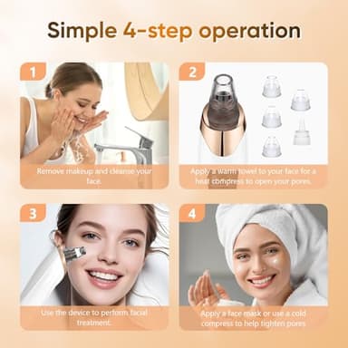 Blackhead Remover Vacuum - Blackhead Extractor Tool for Face, Blackhead Remover for Face with 3 Adjustable Suction Levels, 5 Probes, USB Chargeable Pore Cleaner (White) - Image 2
