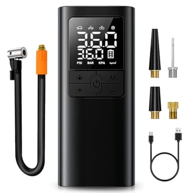 Tire Inflator Portable Air Compressor - 150PSI & 10000mAh Cordless Air Pump with Digital Tire Pressure Gauge, Accurate Dual LCD Display & LED Light, for Car/Motorcycle/E-Bike/Ball - Image 1