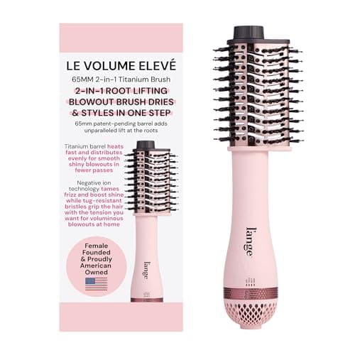 L'ANGE Hair Le Volume Elevé 65MM 2-in-1 Titanium Brush Dryer | Dry and Style | Unique Teardrop Shape Barrel | 3 Heat Settings | 360° Vented Airflow | Ionic Technology for Frizz-Free Styling (Blush) - Image 1