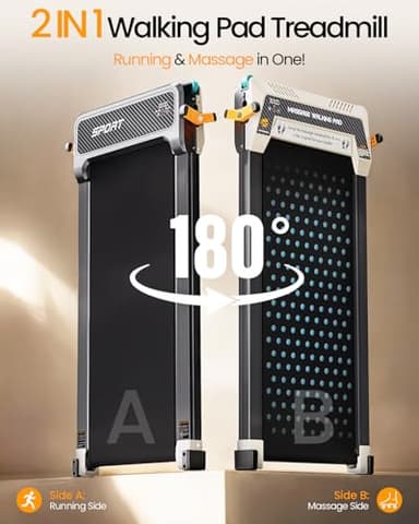 AKLUER Walking Pad with Incline - Dual-Sided 2 in 1 Under Desk Treadmill with Shiatsu Foot Massager, 330LBs Walking Pad Treadmills for Home and Office, LED Display and Remote Control, Black - Image 2