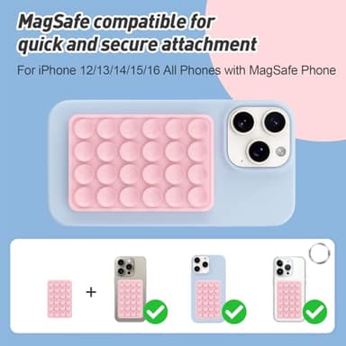 Magnetic Suction Phone Mount for MagSafe Case,Silicone Sticky Phone Grip Holder for iPhone,Removable Hands-Free Selfie/Video for TikTok & Instagram Influencer/Creator (Light Pink) - Image 6