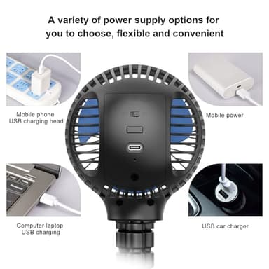HomeLifairy Portable Stroller Fan, USB or Rechargeable Battery Operated with 3 Speeds and 360°Rotate, Cooling Clip On for Baby Crib Travel Car Seat Black - Image 6