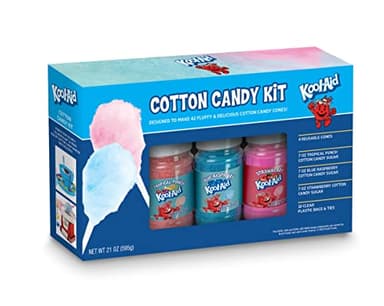 Nostalgia Kool-Aid Cotton Candy Flossing Sugar Party Kit 3-Pack, Blue Raspberry, Strawberry, Tropical Punch, 3-7 oz bottles - 21 total ounces - Bottles of Cotton Candy Sugar Mix - Image 3