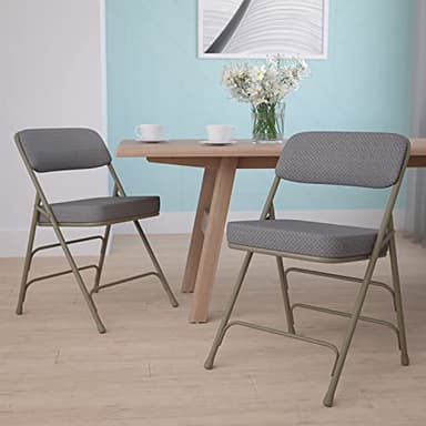 Flash Furniture Hercules Series Metal Folding Chairs with Cushioned Seats, Fabric Upholstered Event Chairs, Set of 2, Gray - Image 2