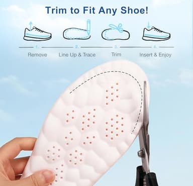 Steppers Insoles for Men Women, 4D Memory Foam Cloud Insoles, Comfortable and Breathable Massage Shoe Inserts with Arch Support, Trim to Fit All Shoe Types(1Pair-Orange, Men 9-10/Women 11-12) - Image 4