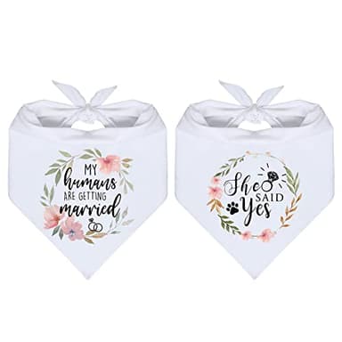 Cgvovgr Dog Bandana, 100% Cotton, Breathable, White, Medium-Large, 2-Pack, for Wedding & Engagement - Image 1