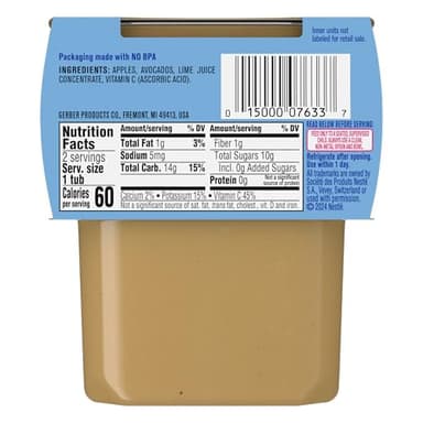 Gerber 2nd Foods, Apple Avocado Pureed Baby Food, 4 Ounce Tubs, 2 Count (Pack of 8) - Image 9