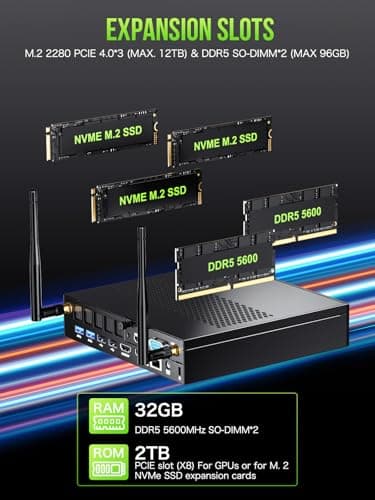 GMKtec Mini PC Workstation, Intel Core i9 13900HK(14C/20T) up to 5.4GHz, Mini Computer 64GB DDR5 RAM 1TB SSD with 8X USB Ports/COM/HDMI/DP Office Business - Image 4