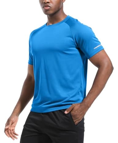 3 Packs Workout Shirts for Men - Activewear Tops Gym Shirts Dry Fit Mesh Moisture Wicking Running Fitness Short Sleeve Crewneck Sports Athletic T-Shirt Tops Black/Gray/Blue-3P02-M - Image 3