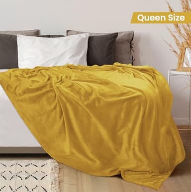 Utopia Bedding Fleece Blanket Queen Size Gold 300GSM Luxury Fuzzy Soft Anti-Static Microfiber Bed Blanket (90x90 Inch) - Image 2