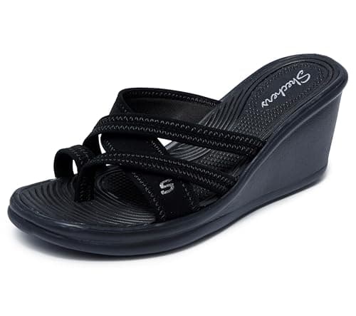 Skechers Cali Women's Rumblers-Beautiful People Wedge Sandal,Black,9 M US - Image 1