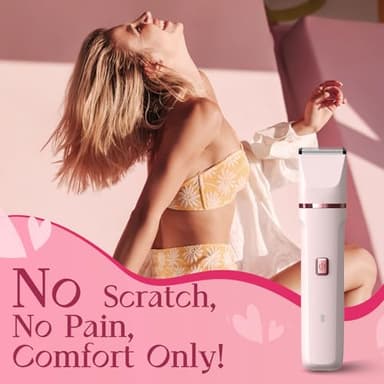 Bikini Trimmer for Women - Painless Electric Razors for Silk Skin,Cordless Body Shaver for Trip,Replaceable Lady Facial Razor, IPX7 Waterproof&Easy Cleaning, Ceramic Blade, USB Charge Dock Pink - Image 2
