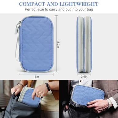 FYY Electronic Organizer, Travel Cable Organizer Bag Pouch Electronic Accessories Carry Case Portable Waterproof Double Layers All-in-One Storage Bag for Cable, Cord, Charger, Phone, Blue Pattern - Image 2