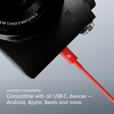 Beats USB-A to USB-C Woven Cable Fast Charging Durable and Tangle-Free Design Compatible Charger for Apple & Android Devices (1.5 m, 5 ft) - Rapid Red - Image 3