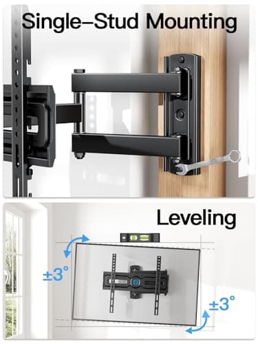 Pipishell Full Motion TV Wall Mount for Most 26-60 inch Flat & Curved TVs up to 77 lbs, Adjustable Bracket Height, Single Articulating Arm, Extension, Max VESA 400x400mm, PIMF9 - Image 7