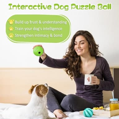 HIPPIH Dog Puzzle Toy 2 Pack, Interactive Dog Toys for Treat Dispensing, Durable Puppy Toys for Teething, Dog Treat Ball for Teeth/Slow Feeder/IQ Training/Playing, Blue-2.75‘’, Green-3.14‘’ - Image 5