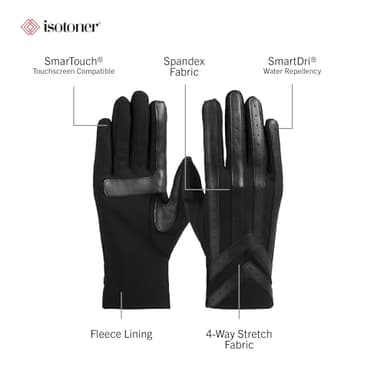 isotoner Men's Water Repellent Woven Stretch Chevron Touchscreen Gloves - Image 2