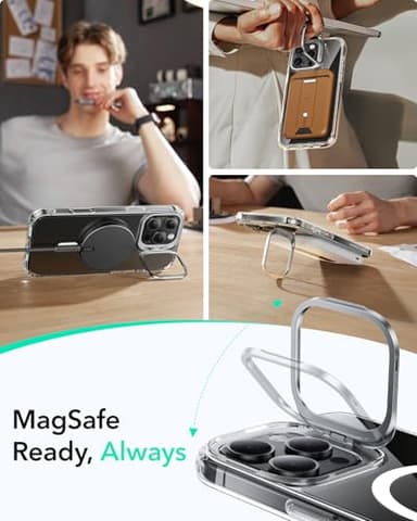 ESR for iPhone 16 Pro Max Case, Compatible with MagSafe, Military-Grade Protective Case, Built-in Stash Stand Phone Case, Scratch-Resistant Back Cover, Classic Series, Clear - Image 5
