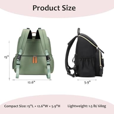LORADI Large Capacity Diaper Bag Backpack with Stroller Buckle, Water-Resistant Travel Baby Bag with Insulated Pockets (Classic, Green) - Image 7