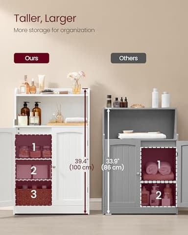 VASAGLE Bathroom Storage Cabinet, Bathroom Floor Cabinet with 2 Doors, 2 Adjustable Shelves, 11.8 x 23.6 x 39.4 Inches, Freestanding, for Dining Room, Kitchen, Living Room, Cloud White UBBC770W01 - Image 4