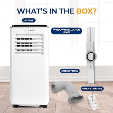 SereneLife 8000 BTU Portable Air Conditioner, 3-in-1 Compact Standing Air Conditioner for Room Up to 350 Sq. Ft., Floor AC Unit with LCD Remote Control, Auto Mode, Low Noise with Wrapped Compressor - Image 7