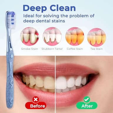 Medium Toothbrushes for Adults, Whitening Toothbrush with Spiral Medium Bristles for Smoke Tea Coffee Stain, Deep Plaque Removal, Rounded Bristle Tips for Gentle Cleaning - Image 2