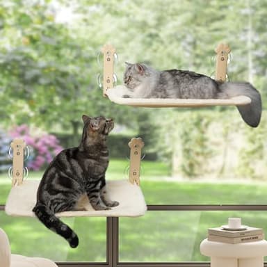 Sangoodier Cat Window Perch, Cordless Foldable Cat Window Hammock with Removable Soft Cover for Indoor Cats, Resting Seat for Inside (Yellow, 2 Pack) - Image 1