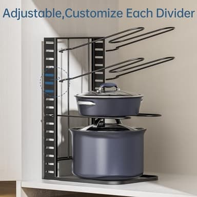 ORDORA Pots and Pans Organizer under Cabinet 14.55 Height, Adjustable 8-Tier Pot Organizers inside Cabinet, Kitchen Organizers and Storage Fit 6-11 inch Lightweight Cookware - Image 5