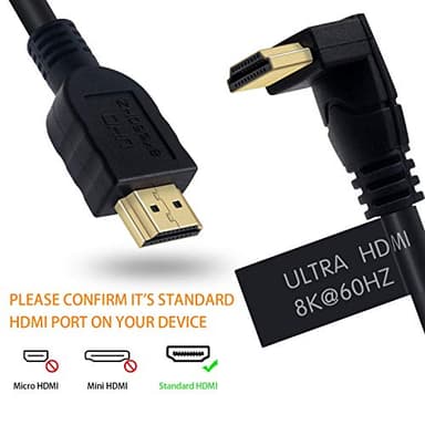 Poyiccot 8K HDMI Cable 2feet, HDMI 2.1 Cable 90 Degree Down Angle Male to Male Adapter Support 48gbps, 8K@60Hz, 4K@120, 7680P for TV/Xbox /PS4 /PS5(M/M Down) - Image 6