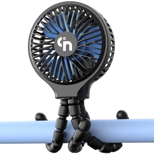 HomeLifairy Portable Stroller Fan, USB or Rechargeable Battery Operated with 3 Speeds and 360°Rotate, Cooling Clip On for Baby Crib Travel Car Seat Black - Image 1