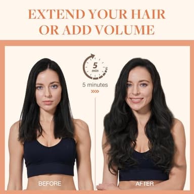 GOO GOO Invisi Edge Clip in Hair Extensions 20inch 110g 7Pcs Injected Seamless PU Clip in Hair Extensions, Virgin Real Human Hair, 1 Jet Black - Image 6