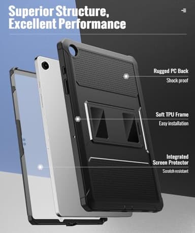 MoKo Case Fit Galaxy Tab A9 Plus 11-Inch 2023 (SM-X210/X216/X218), Shockproof Full Body Rugged Stand Back Cover Built-in Screen Protector Fit Galaxy Tab A9+ 11" 2023, Black - Image 3