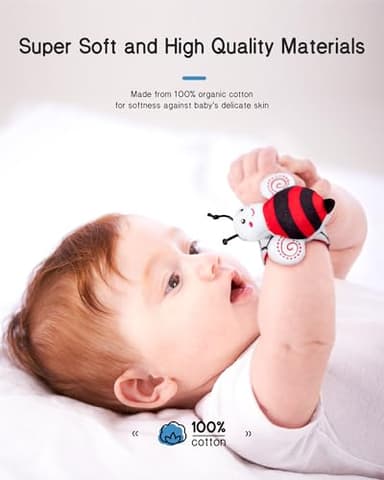 Infinno High Contrast Baby Toys Infant Rattle Socks and Wristband Set, Ideal Baby Sensery Toy Gifts for Newborn 0-12 Months, Perpect Black and White Toys for Boys and Girls As Baby Shower Gifts - Image 2