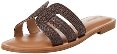 The Drop Women's Monika Flat H-Band Slide Sandal, Coffee Bean Raffia, 8 - Image 1