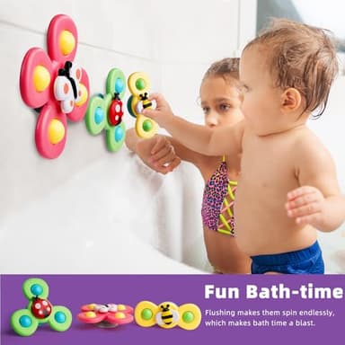 LiKee Strong Suction Cup Fidget Rotating Sensory Bath Toys for Baby, Airplane Car Travel Table & Window Toys for Toddler Boys and Girls, 12+ Months - Image 5