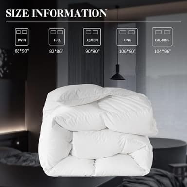 WhatsBedding Feather Down Fiber Comforter,Filled with Feather and Down Fiber, All Season White Luxury Bed Comforter,Ultra Soft 100% Cotton Duvet Insert,King Size 106"x90" - Image 7