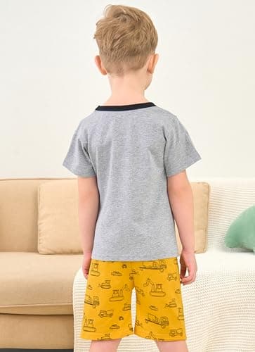 Popshion Boys Excavator Pajamas Summer Short Sets Toddler Pjs Cotton Jammies Truck Pj Clothes Kids Sleepwear Back to School Outfits 4t - Image 4