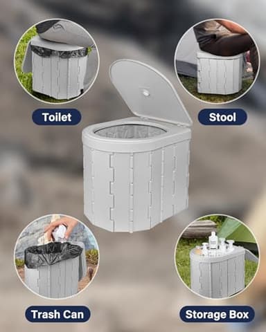 TEMOLA Portable Toilet for Adults, Retractable Portable 12.9'' Camping Toilet with Lid, for Camping, Car, Hiking, Road Trip, Boat, Beach, Traffic Jam, Home - Image 5