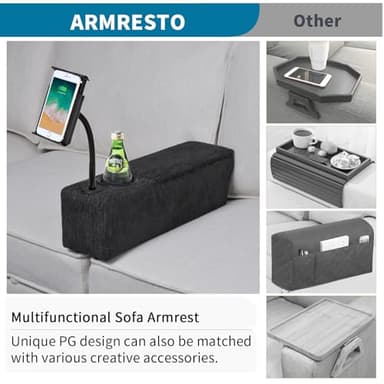 ARMRESTO Multifunctional Sofa Armrest, Couch Armrest with Wireless Charge Stand, Removable Couch Caddy with Storage,Including LED Reading Light, Midnight - Image 6