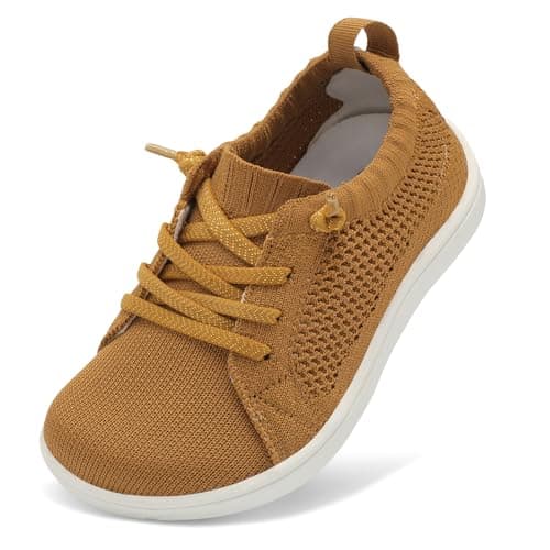LeIsfIt Toddler Wide Shoes Girls Boys Barefoot Shoes Kids Zero Drop Minimalist Sneakers Breathable Slip on Tennis Sneakers Brown 8 Toddler - Image 1