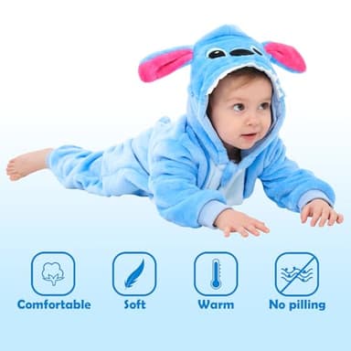 SCOPUCI Unisex Baby Animal Onesie Pajamas,Infant Flannel Halloween Cosplay Costume, Toddler Christmas Homewear/Sleepwear - Image 4