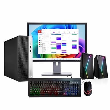 HP 400G5 ProDesk Desktop PC | Windows 11 Pro | Intel i5-8500 | 16GB RAM - 250GB NVME + 500GB SSD | 22" Monitor | RGB Speakers + Keyboard/Mouse | AX200 WiFi + BT | Home Office Computer (Renewed) - Image 1