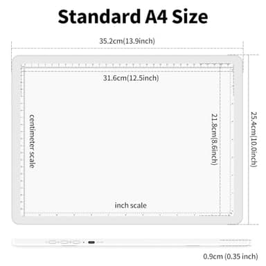 TOHETO Rechargeable A4 Light Pad for Diamond Painting, Ultra Bright Tracing Light Box for Drawing, Wireless Lightbox for Tracing and Drawing, Cordless Diamond Art Light Board for Sketching (White) - Image 2